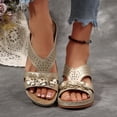 thumbnail image 2 of Rokment Beach Flower Orthopedic Arch Support Walking Backless Sandals for Women 2026 Boho Comfortable Casual Leather Ortho Platform Wedge Low Heel Dress Slip on Slippers Gold Size 9, 2 of 5