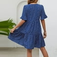 thumbnail image 5 of Puntoco Vestido De Manga Corta Con Cuello En V, Nuevo Vestido De Manga Corta Con Cuello En V Y Estampado De Trompeta Para Mujer Azul M, 5 of 5