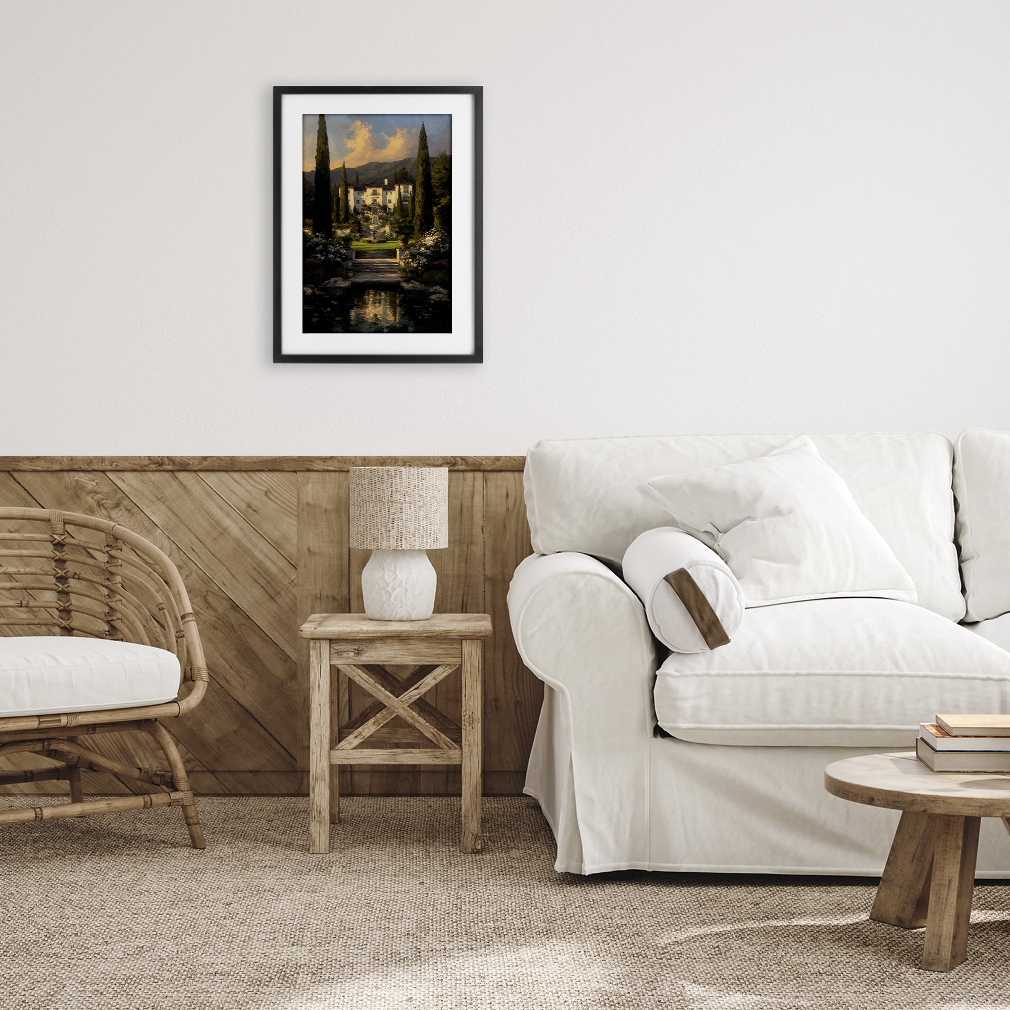 Stupell Industries Victorian Mansion at Sunset Black Framed Print Under Glass, design by Petal Prints Design