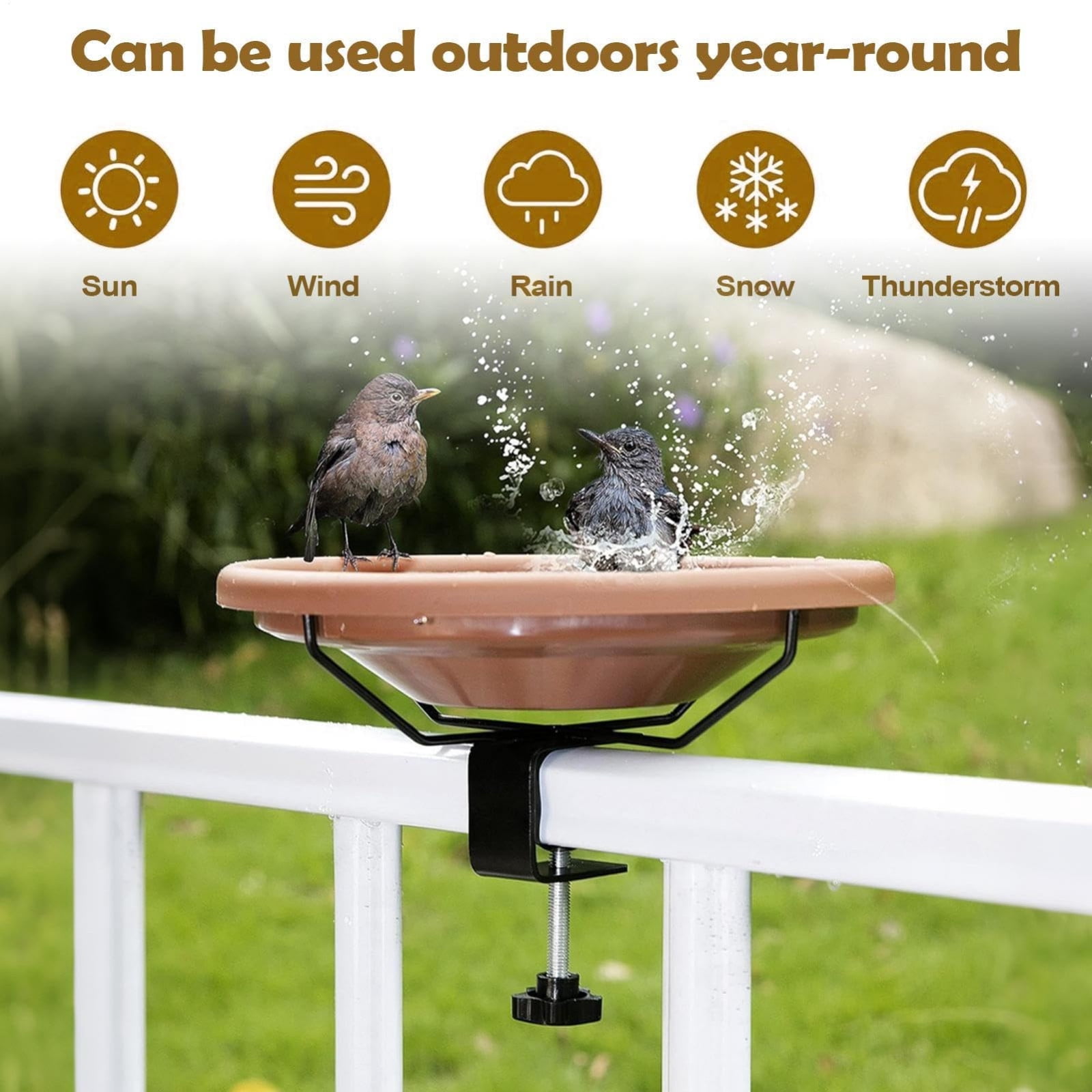 Wrought Iron Detachable Birdbath, Bird Feeder with Removable Bowl, Outdoor Garden Bird Bath Pool for Yard