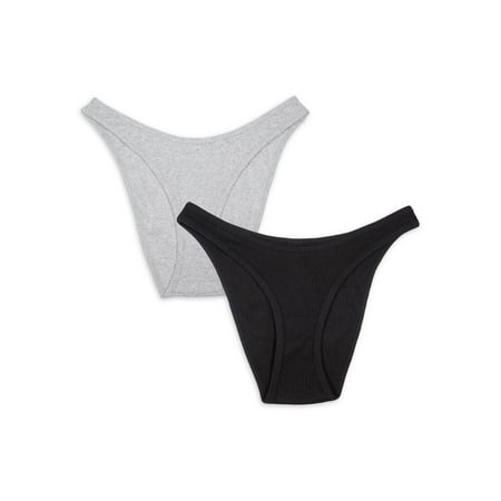Smart & Sexy Women s Comfort Cotton Rib High-Leg Bikini Panty  2-Pack Style-SA1414