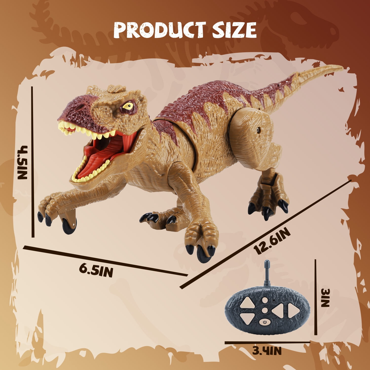 JoyStone Remote Control Walking Dinosaur for Kids, 2.4GHz RC T-Rex Toy with Mist Spray, LED Lights and Roaring Sounds, Rechargeable Interactive RC Dinosaur Toy, Gift for Boys and Girls