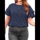 thumbnail image 2 of Camiseta Holgada de Cuello Redondo con Lunares y Corta con Volantes para Mujer, Talla Grande Azul 4XL, 2 of 9