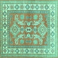 thumbnail image 1 of Ahgly Company Machine Washable Indoor Square Geometric Turquoise Blue Traditional Area Rugs, 8' Square, 1 of 4