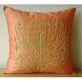 thumbnail image 2 of Custom Cushion Cover, Orange Pillow Cases, Beaded Green Tree Pillows Cover, 18x18 inch (45x45 cm) Throw Pillows Cover, Square Silk Pillowcase, Floral Contemporary Pillow - Money Tree, 2 of 4