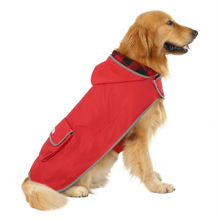 M Size Dog Clothes For Big Dogs Raincoat With Rain Cap And Pocket