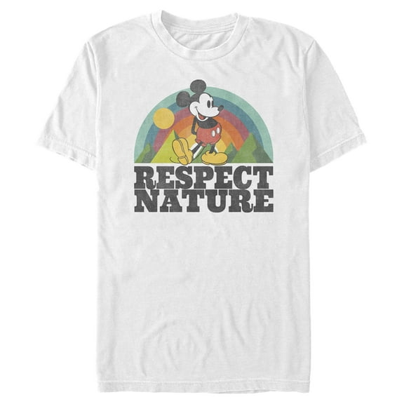 Men's Mickey & Friends Respect Nature Graphic Tee White Large