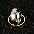 thumbnail image 5 of EOEMY 18K Gold Plated Cz Stainless Steel Couple Rings Sz 5-13 Gold&Silver Wedding Band, 5 of 8