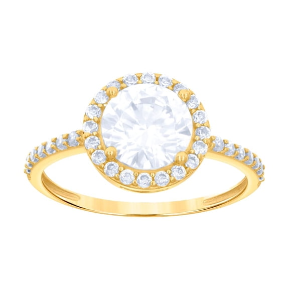 10k Yellow Gold Womens Cubic Zirconia Engagement Ring 10.3x10.3mm Wide Engagement Ring for Women