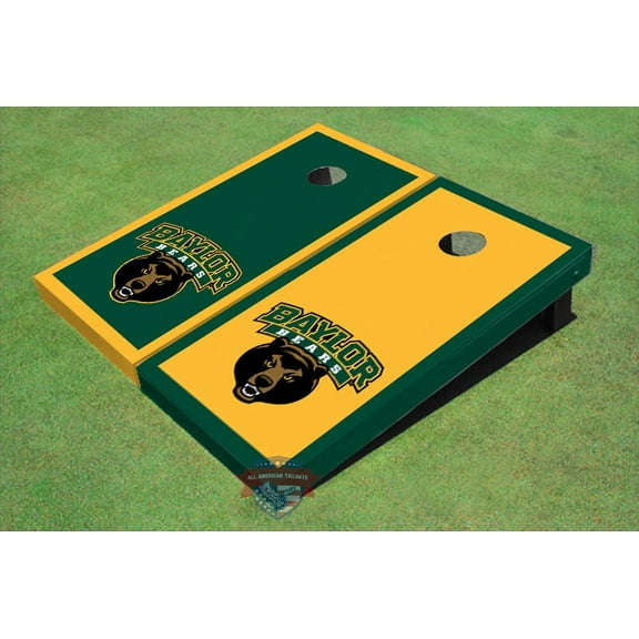 Baylor University Bear Head Alternating Border Cornhole Boards