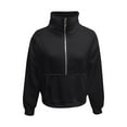thumbnail image 4 of Hessimy Womens Half Zip Hoodies Quarter Zipper Up Cropped Sweatshirt Long Sleeve Athletic Pullover Tops with Thumb Hole(Z01-Black,XL）, 4 of 4