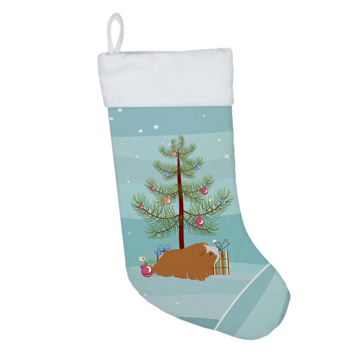 Peruvian Guinea Pig Merry Christmas Christmas Stocking 13.5 in x 18 in
