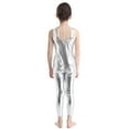 thumbnail image 2 of ZDHoor Kids Girls Metallic Sleeveless Ballet Jumpsuit Leotard Gymnastics Exercise Unitard Dancewear Silver 5-6, 2 of 7