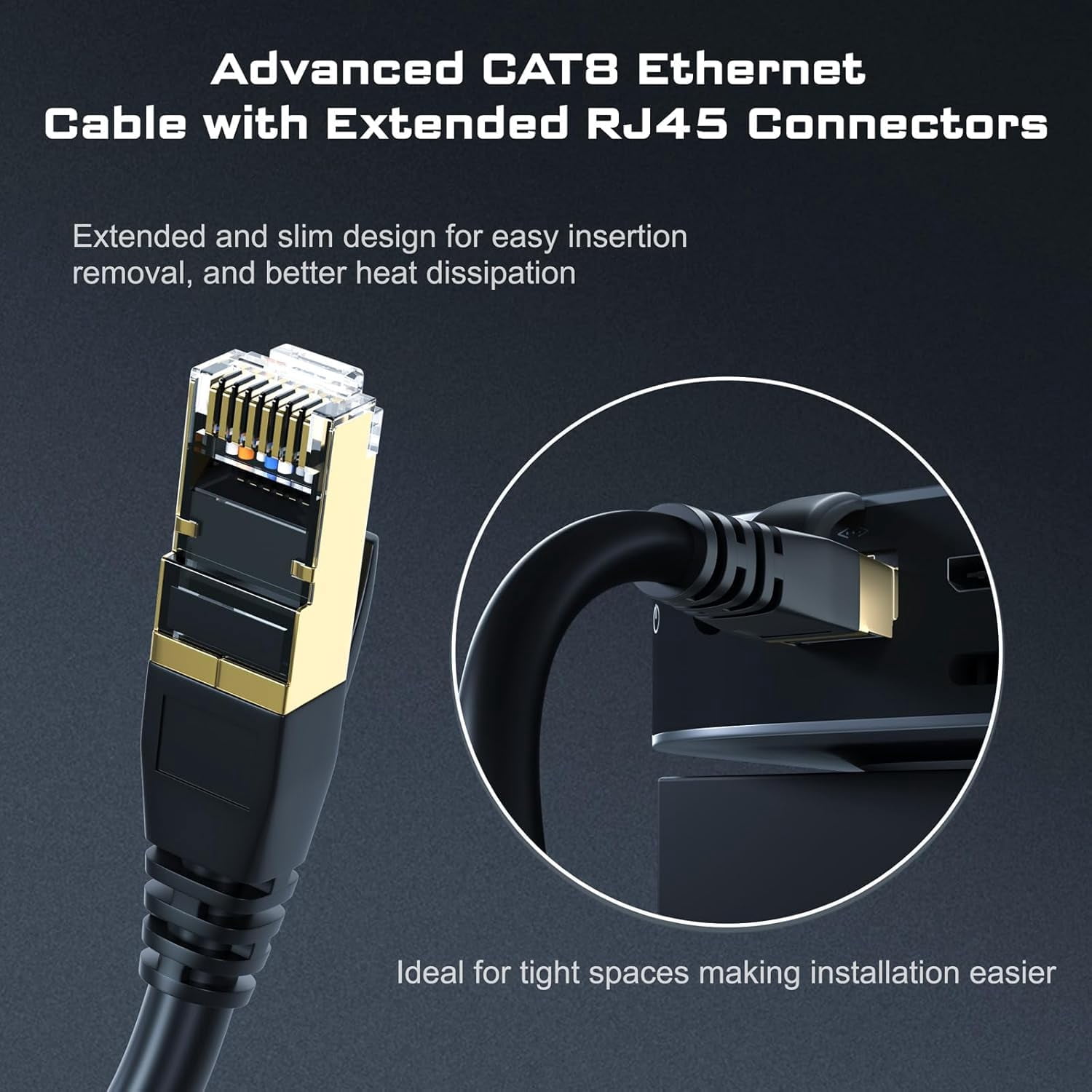 Cat8 Ethernet Cable, 10 Meter Network Cable with RJ45 Connector (10 Gigabit, 2000MHz, Shielded) for Modem, Router, PC, Mac, Laptop, Switch, PS3, PS4, PS5, Xbox