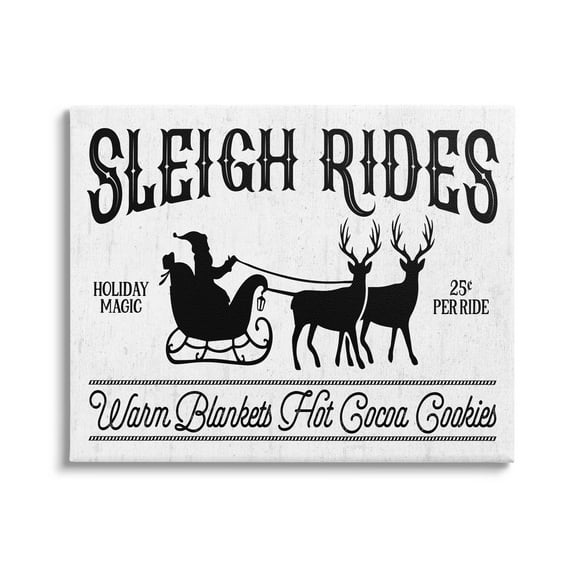 Stupell Industries Sleigh Rides Vintage Santa Claus Graphic Art Gallery Wrapped Canvas Print Wall Art, Design by Lettered and Lined
