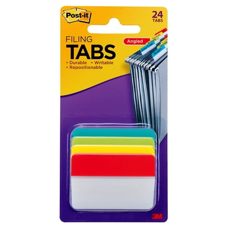 UPC: 0051141339153 | Post-it Filing Tabs  2  Angled Solid  Assorted Primary Colors  24 Tabs