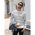thumbnail image 6 of COOFANDY Men's Striped Crewneck Sweaters Long Sleeve Knit Pullover Lightweight Slim Fit Sweater, 6 of 8