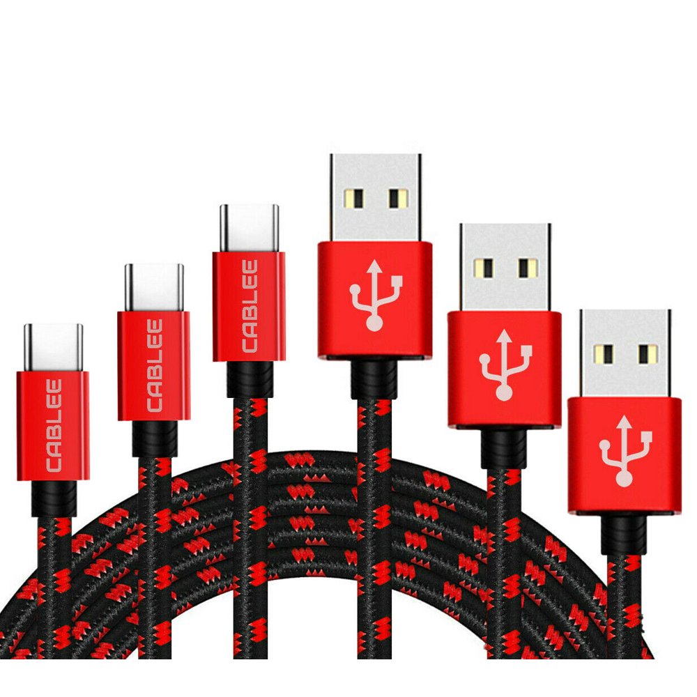 3 Pack 10ft Braided TypeC USB FAST Charging Charger Cable Cord for