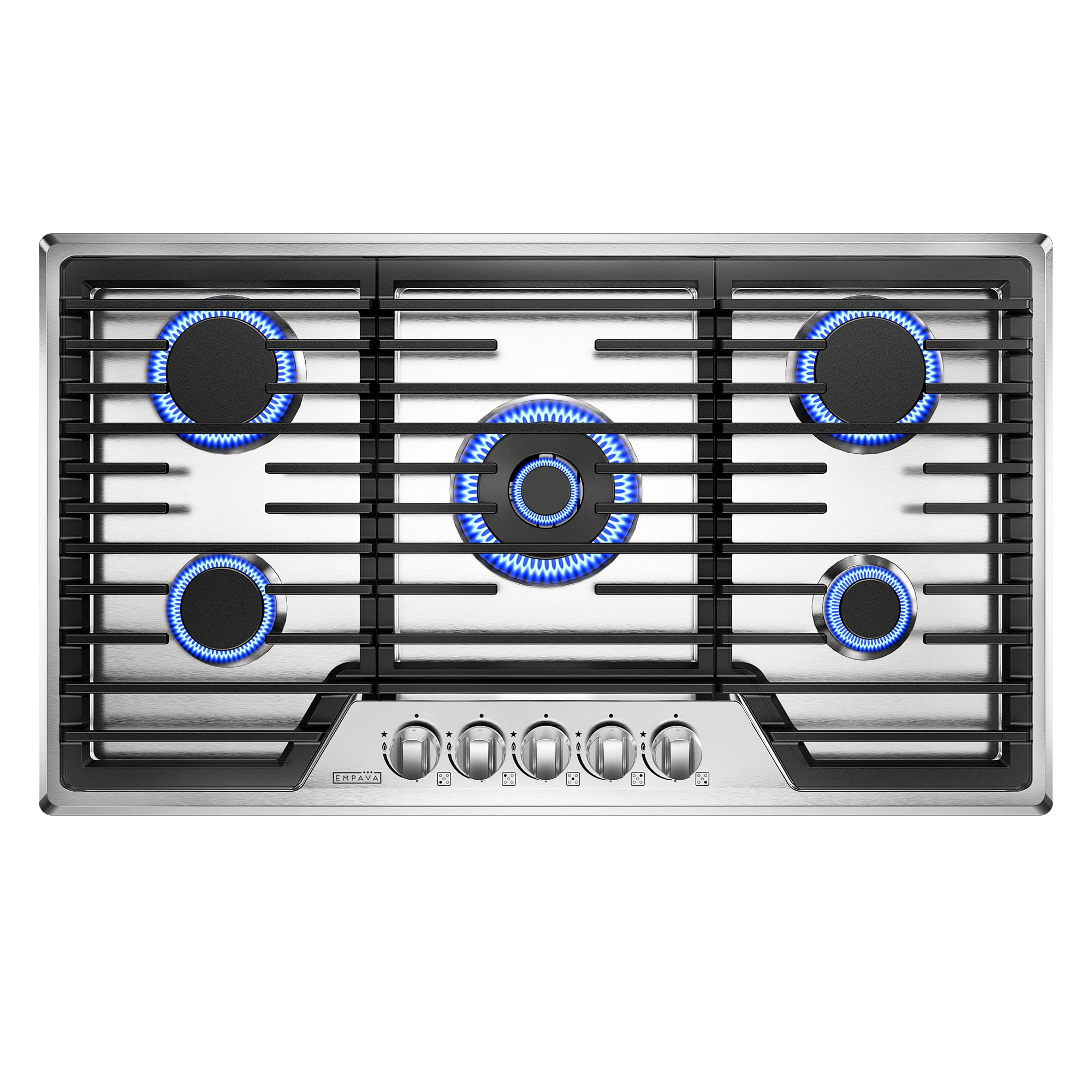 Empava 36-in Built-in Gas Cooktop with 5 Sealed Burners - LPG Convertible in Stainless Steel