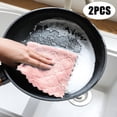 thumbnail image 2 of ¡Oferta! Toallitas Kaireo, 2 paños de cocina de doble cara, bicolor, de forro polar coral, para colgar, estropajo, paño de limpieza para el hogar, ¡liquidación!, 2 of 8