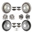 thumbnail image 1 of Transit Auto Front Rear Wheel Hub Bearings Assembly Coated Disc Brake Rotors and Ceramic Pads Shoes Kit (10Pc) for Car BMW 328i - Left Right Side (Driver Passenger) KBB-121615, 1 of 10
