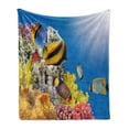 thumbnail image 1 of Ocean Soft Flannel Fleece Throw Blanket, Coral Colony on a Reef Top in Red Sea Egypt Exotic Fishes Aquatic Underwater Life, Cozy Plush for Indoor and Outdoor Use, 60" x 80", Multicolor, by Ambesonne, 1 of 6