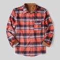 thumbnail image 3 of XMMSWDLA Deals Clearance Mens Plus Top Plaid Padded Shirts Casual Long Sleeve Button Down Lapel Jackets Slim Fit Winter Warm Tops Blouse, 3 of 4