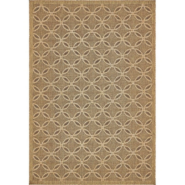 Unique Loom Tapis Géométrique en Treillis Extérieur 6' x 9' Rectangle Brun Clair/brun