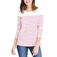 thumbnail image 5 of MODA NOVA Junior's Color Block Long Sleeve Striped T-Shirt Light Pink L, 5 of 5