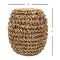 thumbnail image 3 of Sage 21" Rustic Bohemian Barrel-Style Abaca/Iron Handwoven Stool, Brown, 3 of 4