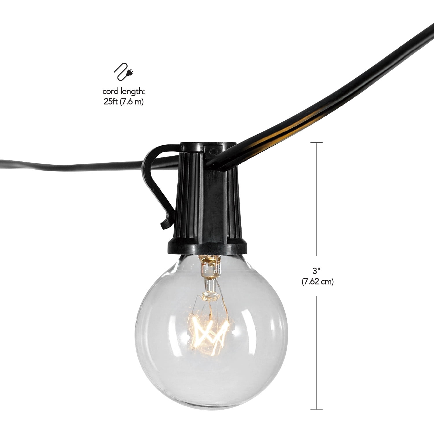 Globe Electric Monaco 25-Light 25 ft. Indoor/Outdoor Plug-In String Light, Bulbs Included