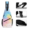 thumbnail image 3 of Full Print Chest Bag 8×15in Outer Large Bag On Both Sides Of Mesh Bag Inside Pocket Design Sponge Pad Shoulder Strap White Tie-dye Background Rainbow Colors_2, 3 of 8