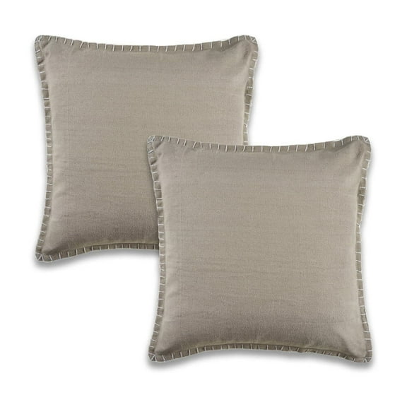 Ox Bay Light Gray Solid Organic Cotton Square 2 Piece Pillow Feather Filled Set