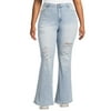 Madden NYC Junior's Plus Size Super High Rise Flare Jeans