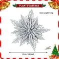 thumbnail image 2 of Christmas Poinsettia Artificial Flowers 4 Inch Silver Glitter Floral Picks with Clip for Christmas Tree Wreaths Garland Decorations Xmas New Year Wedding Party Winter Holiday Ornaments Arrangements, 2 of 2