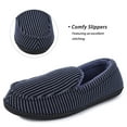 thumbnail image 5 of Women Memory Foam Warm Velvet Moccasins Slippers, Knitted Non-Slip Striped Plush Slides Shoes, 5 of 7