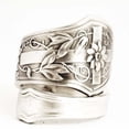 thumbnail image 2 of Adjustable Copper Fashion Ring: Women's European & American Style, Alloy Inlaid Artificial Gems, Ancient Silver, Cross & Flower Tail Design, 2 of 5