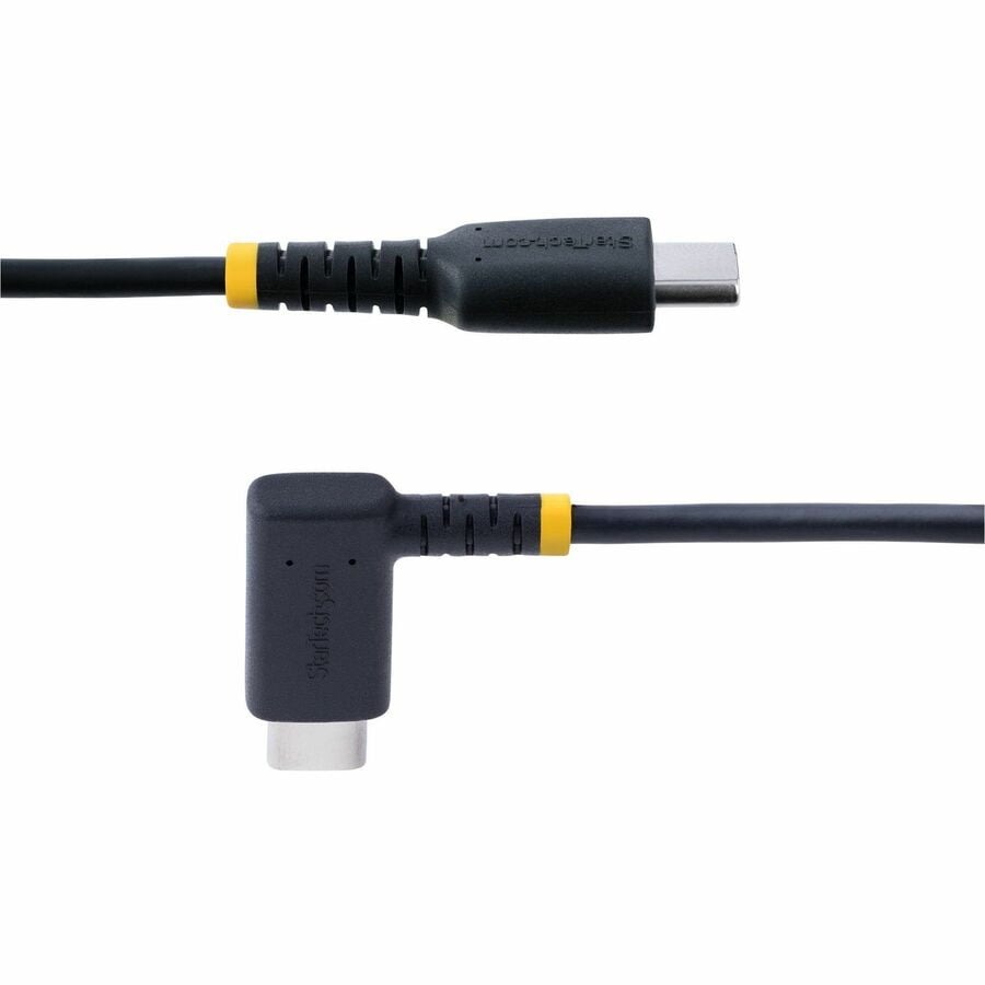 StarTech.com 6ft (2m) USB C Charging Cable Right Angle, 60W PD 3A, Heavy Duty Fast Charge USB-C Cable, Durable Rugged Aramid Fiber
