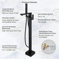 thumbnail image 3 of Floor Mount Bathtub Faucet Freestanding Tub Filler, Standing High Flow Swivel Spout Shower Faucets with Handheld Shower Mixer Taps,Chrome (Color : Nero), 3 of 9