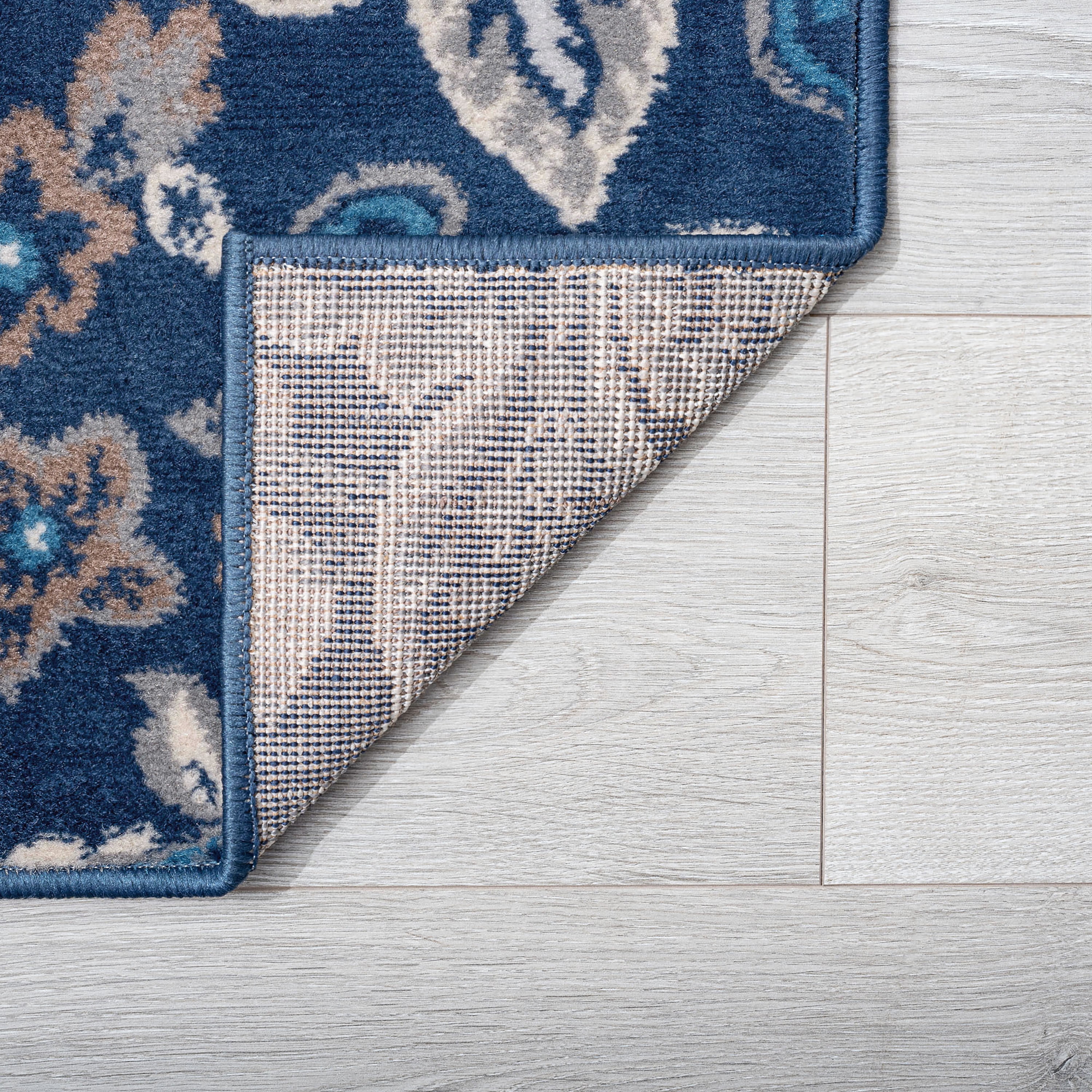 Madison Traditional 5' x 7' Dark Blue Polypropylene Indoor Area Rug