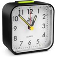 thumbnail image 1 of Reloj despertador analógico silencioso, reloj despertador matutino, reloj despertador de cuarzo de plástico, pequeño reloj despertador con pilas que no hace tictac, reloj despertador de viaje (negro) Sincero Electrónica, 1 of 5
