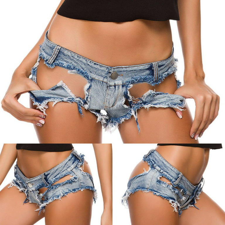 Summer Women Sexy Mini Hot Pants Jeans Micro Shorts Low Waist Big Hole  Clubwear 