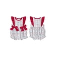 thumbnail image 2 of BemeyourBBs Newborn Baby Girl 4th of July Outfit Patriot Independent Day Clothes Summer Bubble Romper American Flag Bow Print Ruffled Trim Flying Sleeve Bodysuit Jumpsuit, 2 of 9