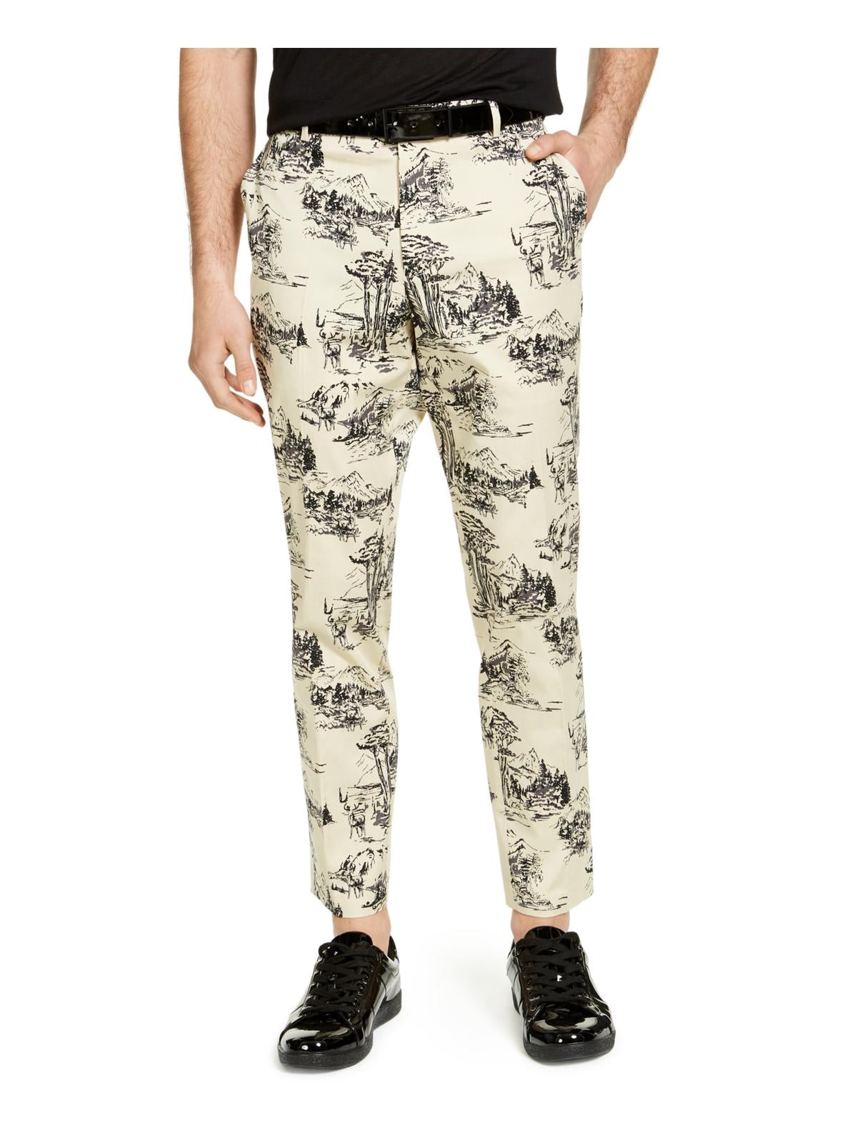 INC Mens Toile Printed Flat Front Pants 