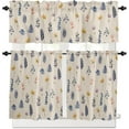 thumbnail image 2 of Kitchen Curtains and Valances Set, Spring Flower Leaves Plant Wildflowers Summer Short Rod Pocket 3 Pieces Window Curtain Set for Bedroom, Bathroom, 36 Inch Long, 2 of 5