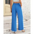 thumbnail image 4 of Pantalones de pierna ancha BTFBM para mujer, elásticos, cintura alta, color azul Palazzo, 4 of 9