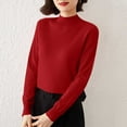 thumbnail image 4 of Zedker Wool Sweaters For Womens Fall Winter Warm Soft Knitted Loose Pullover Turtleneck Long Sleeves Sweaters Red XL, 4 of 6