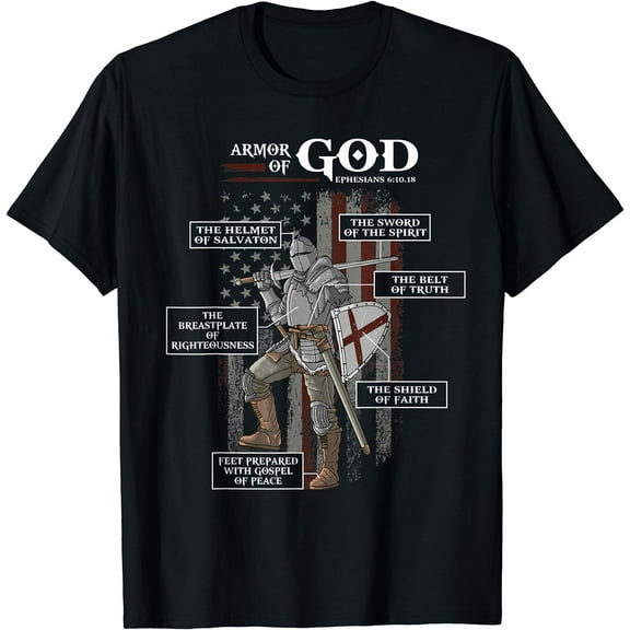 Armor of God Ephesians 6 10 18 Bible Verse T-Shirt Black X-Large