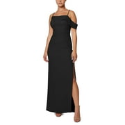 Laundry Square Neck Spaghetti Strap One Shoulder Zipper Back Solid Crepe Dress-BLACK / 14