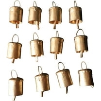 Dozen Vintage Christmas Indian Tin Bells Rustic Chime Jingle Bell Cow Bells Tree Crafts Decoration (Round)